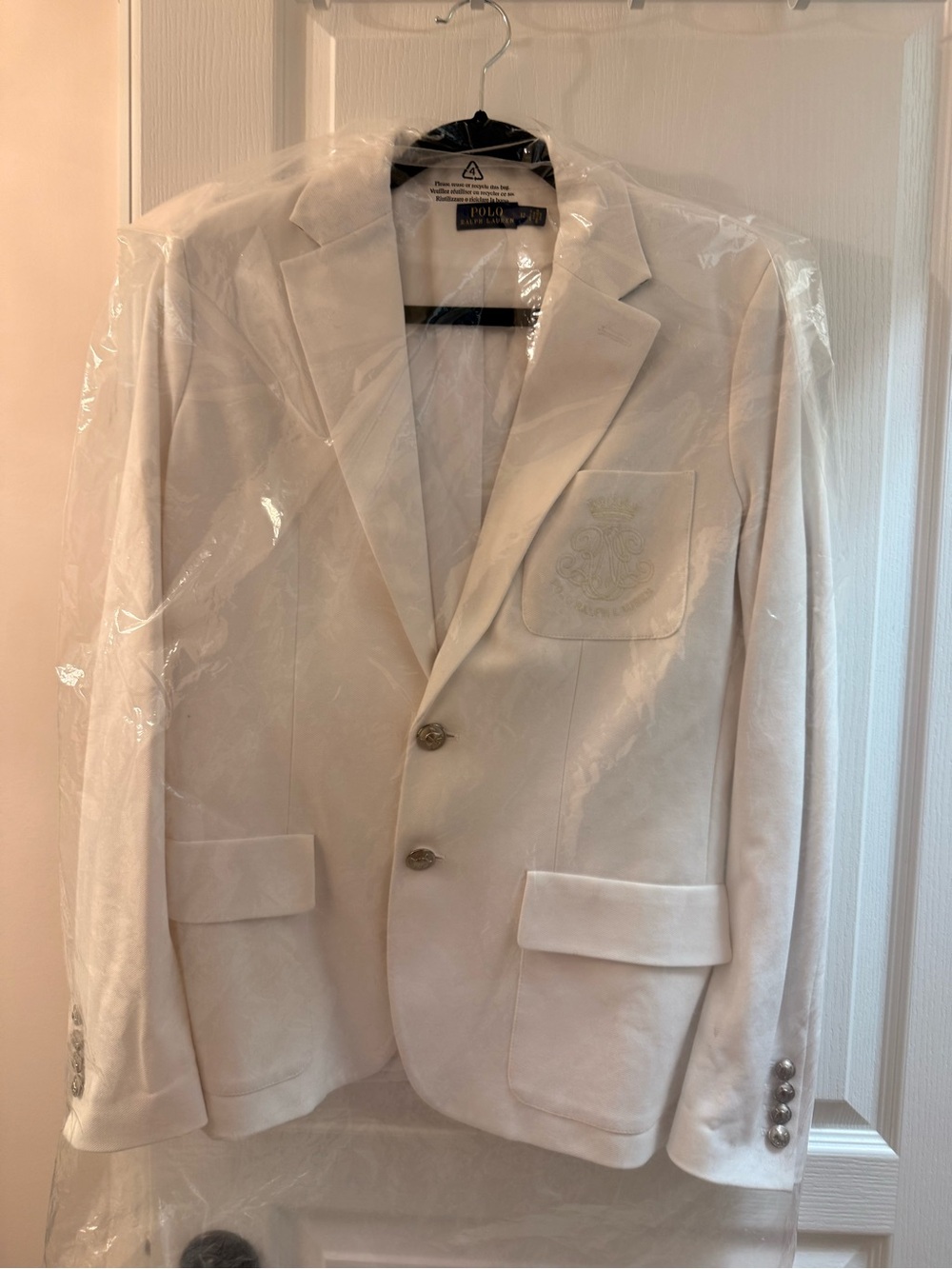 Polo by Ralph Lauren white Blazer with Embroidered Crest - Picture 2 of 4